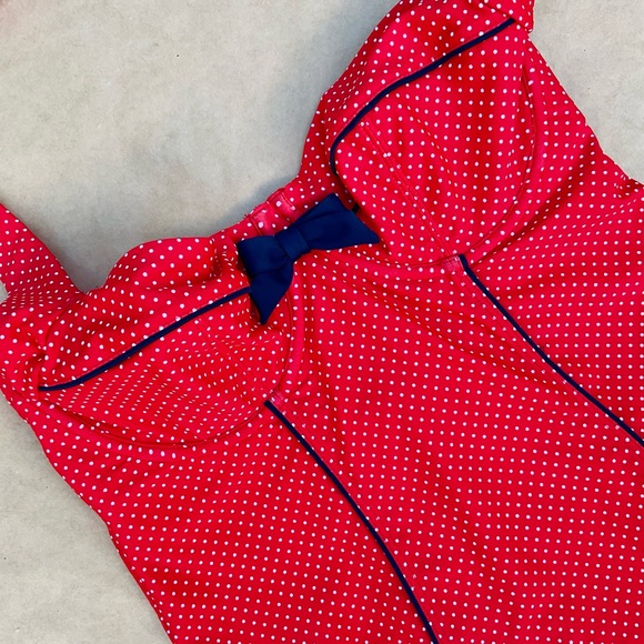 Panache ❉ Red Polka Dot Underwire One Piece Britt Swimsuit Size 32DDD 32F - Picture 5 of 13